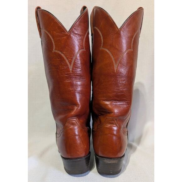 VINTAGE USA TONY LAMA BROWN Leather BOOTS SIZE 8D WESTERN ENGINEER Trail Boss - Picture 3 of 12